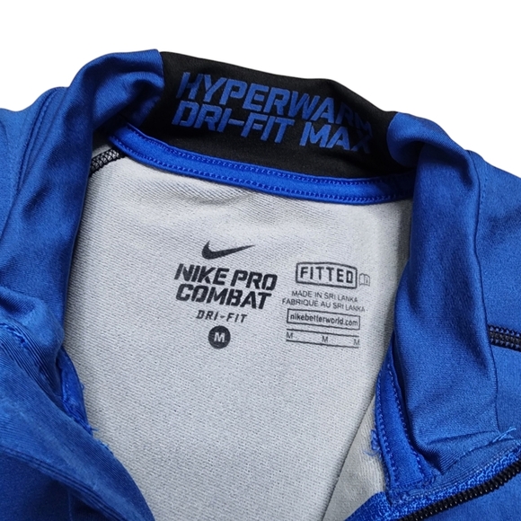 Nike Pro Combat Blue and Black Long Sleeve Pullover - Picture 3 of 6